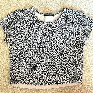 Blue and black cheetah print crop top. Short sleeve!